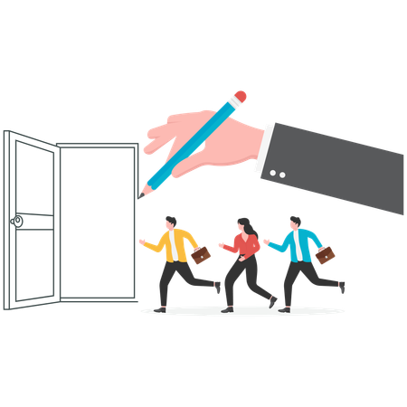 Businessman opening business door  Illustration