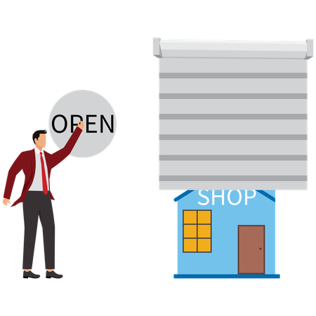 Businessman opening business market  Illustration