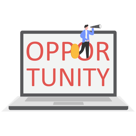 Businessman opening door of opportunity and new opportunities  Illustration