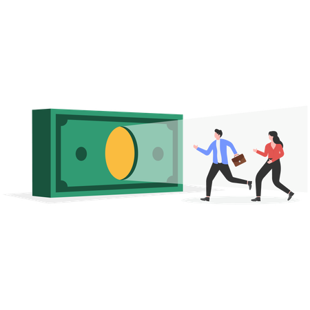 Businessman opening financial door  Illustration