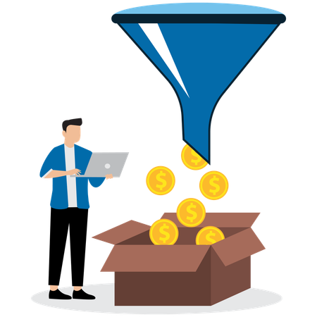 Businessman operating finance flow  Illustration