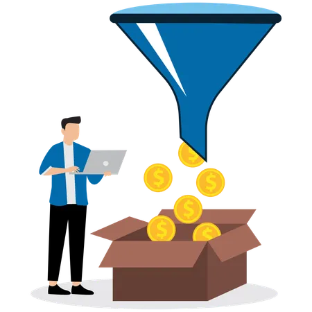 Businessman operating finance flow  Illustration