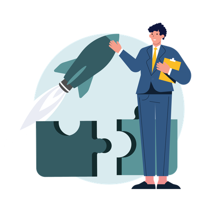 Businessman optimising business  Illustration
