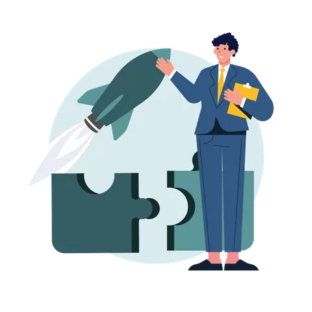 Businessman optimising business  Illustration