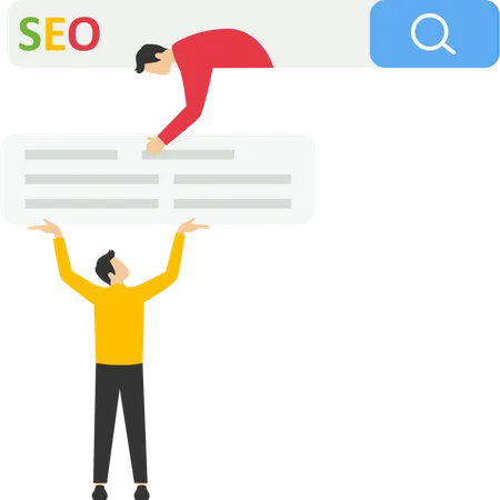 SEO Concept Businessman Helping To Optimize Website URL To Search Bar Ranking 1 Search Engine Optimization To Help Website Achieve Top Ranking Website Promotion Or Communication Concept イラスト