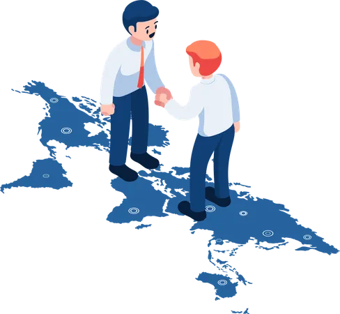 Businessman or Politician Shaking Hands Over World Map  Illustration