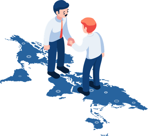 Businessman or Politician Shaking Hands Over World Map  Illustration