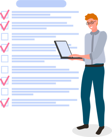 Businessman organizing to do list  Illustration