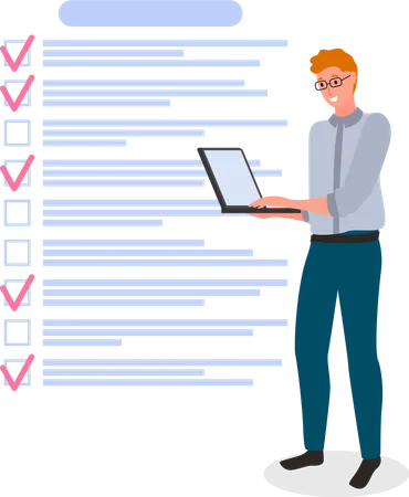 Businessman organizing to do list  Illustration