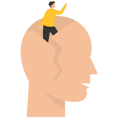 Businessman out from human heads  Illustration