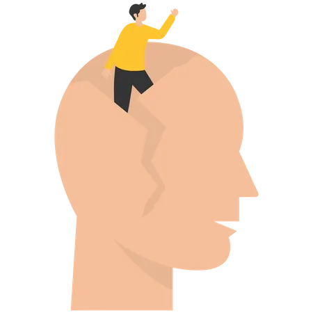 Businessman out from human heads  Illustration