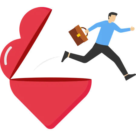 Businessman out of heart  Illustration