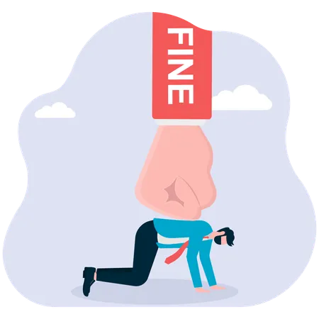 Businessman overburdened with fine  Illustration