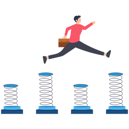 Businessman overcome business hurdles  Illustration