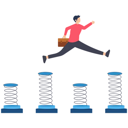 Businessman overcome business hurdles  Illustration