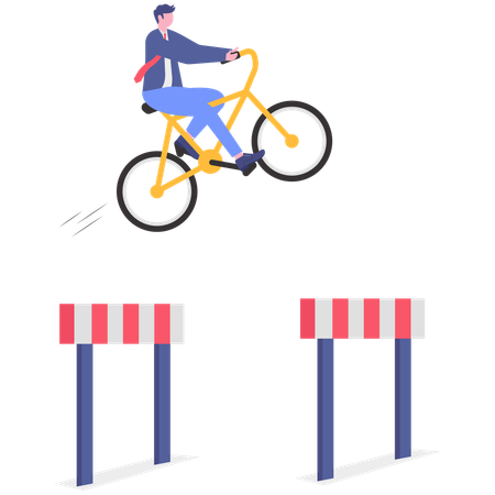 Businessman overcomes business hurdles  Illustration