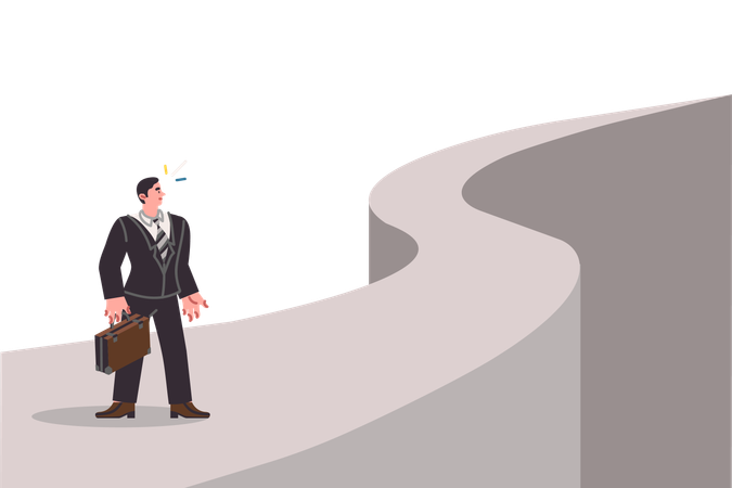 Businessman overcomes path to gain opportunities and increase profits from working in corporation  Illustration