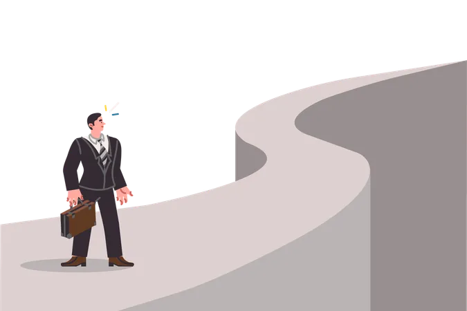 Businessman overcomes path to gain opportunities and increase profits from working in corporation  Illustration