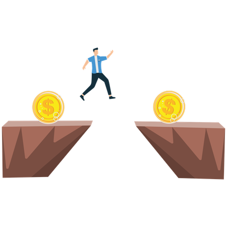 Businessman overcoming business challenge  Illustration