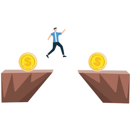 Businessman overcoming business challenge  Illustration