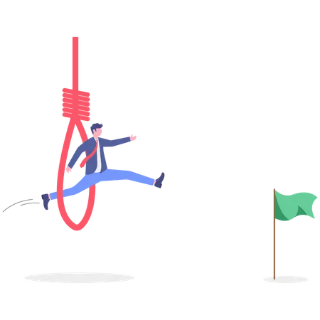 Businessman overcoming business challenges  Illustration