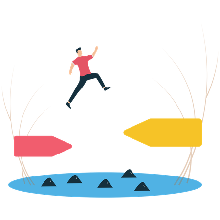 Businessman overcoming business challenges  Illustration