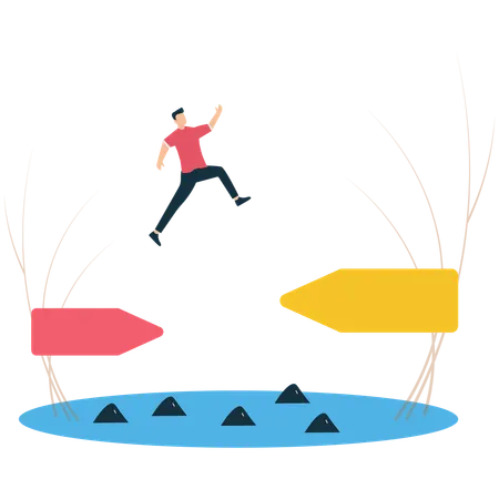 Businessman overcoming business challenges  Illustration