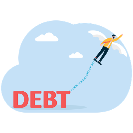 Businessman overcoming business debt  Illustration