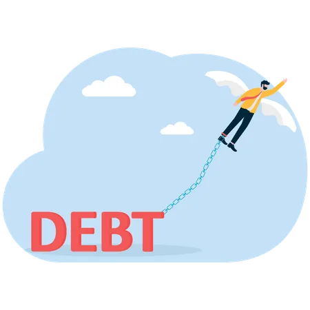 Businessman overcoming business debt  Illustration