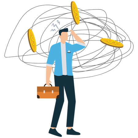 Businessman overcoming business difficulty  Illustration
