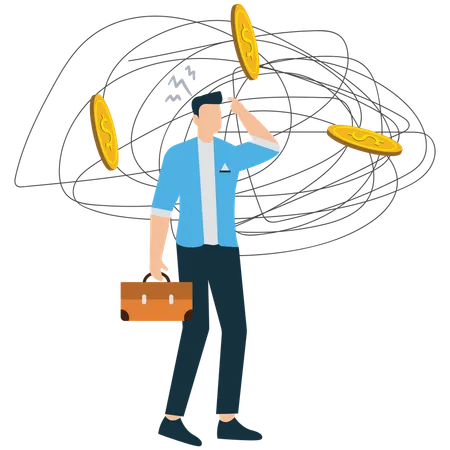 Businessman overcoming business difficulty  Illustration