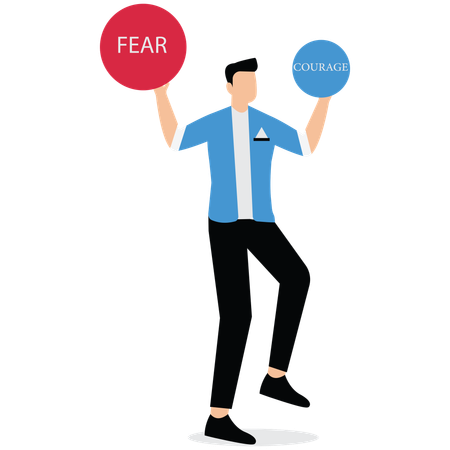 Businessman overcoming business fear  Illustration