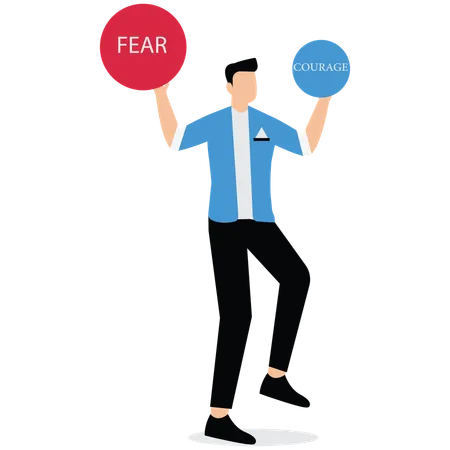 Businessman overcoming business fear  Illustration