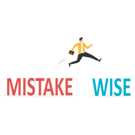 Businessman overcoming business mistake  Illustration