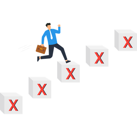 Businessman Overcoming Business Obstacles  Illustration