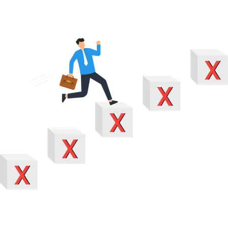 Businessman Overcoming Business Obstacles  Illustration