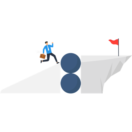 Businessman overcoming business obstacles  Illustration