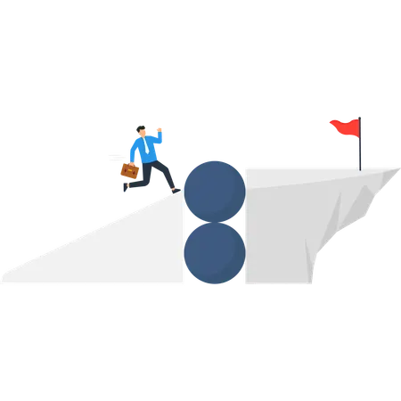 Businessman overcoming business obstacles  Illustration