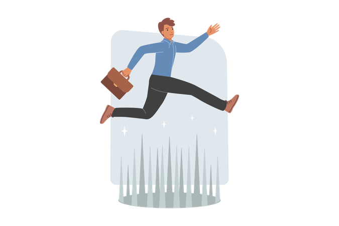 Businessman overcoming business obstacles  Illustration