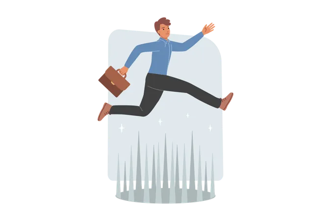 Businessman overcoming business obstacles  Illustration
