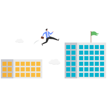 Businessman overcoming business obstacles  Illustration