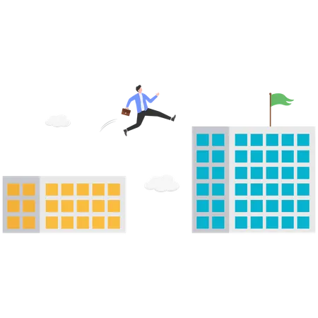 Businessman overcoming business obstacles  Illustration