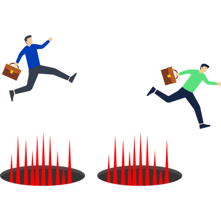Businessman overcoming business obstacles  Illustration