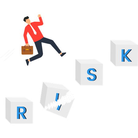 Businessman overcoming business risk  Illustration