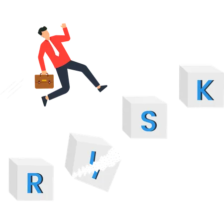 Businessman overcoming business risk  Illustration