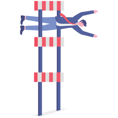 Businessman overcoming busniess obstacles  Illustration