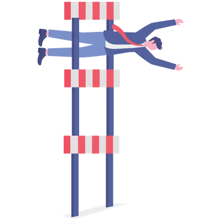 Businessman overcoming busniess obstacles  Illustration