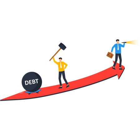 Businessman Overcoming Debt  Illustration