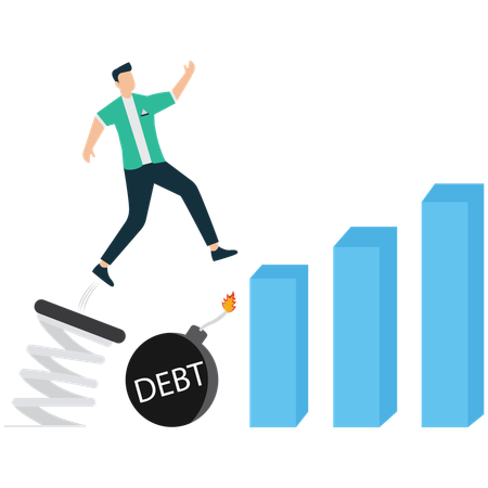 Businessman overcoming Debt to Achieve Financial Growth  Illustration