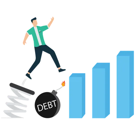 Businessman overcoming Debt to Achieve Financial Growth  Illustration